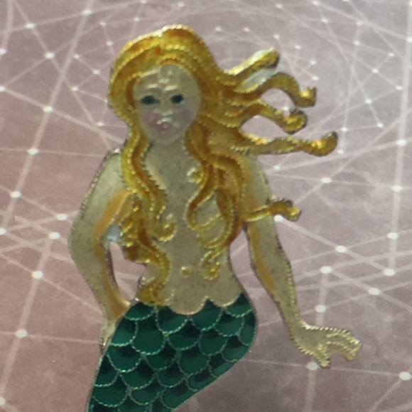 Mermaid enamel pin brooch 2.25” - Picture 7 of 7